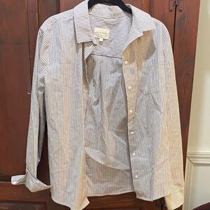 Sezane Boyfriend shirt  Blue and White Striped Button-Up Shirt, size 38